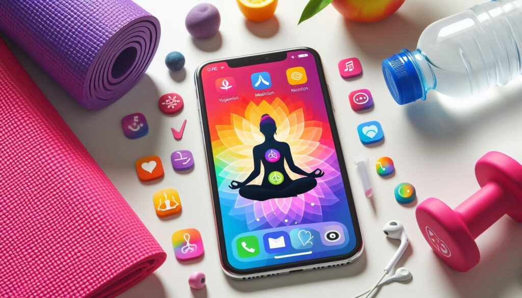 Smartphone with yoga app selection